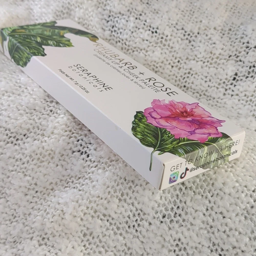 SERAPHINE botanicals Rhubarb+Rose Creamy Lip & Cheek Palette, 7g/0.25oz
